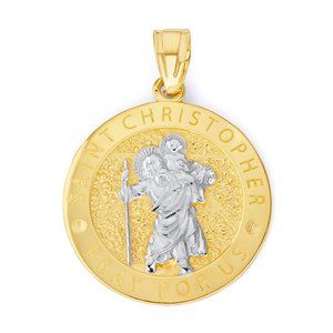 10k Solid Gold Saint Christopher Pendant for Necklace - Patron of Travel Jewelry